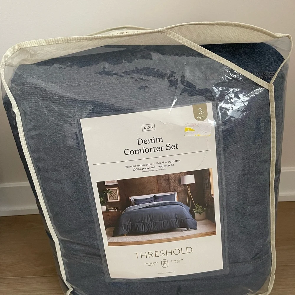Brand New Threshold Denim-Style Blue Comforter Sets